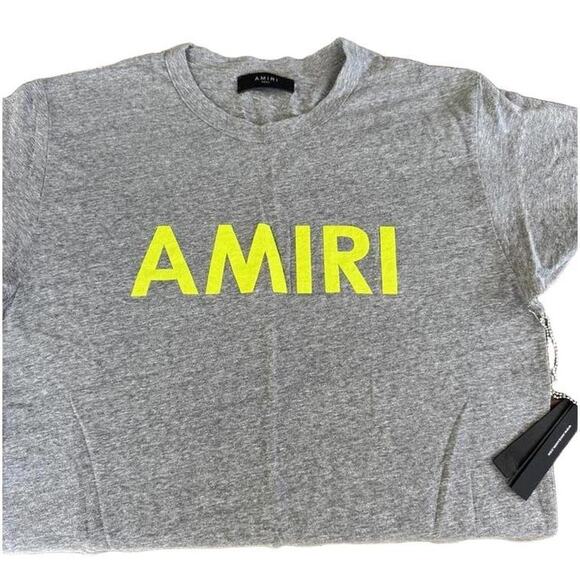 Amiri t-shirt heather gray and neon NWT - Picture 1 of 3